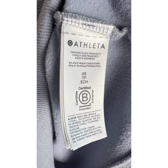 Athleta Balance Henley Sweatshirt Size XS Blue Star Relaxed Fit Stretchy - Picture 7 of 9